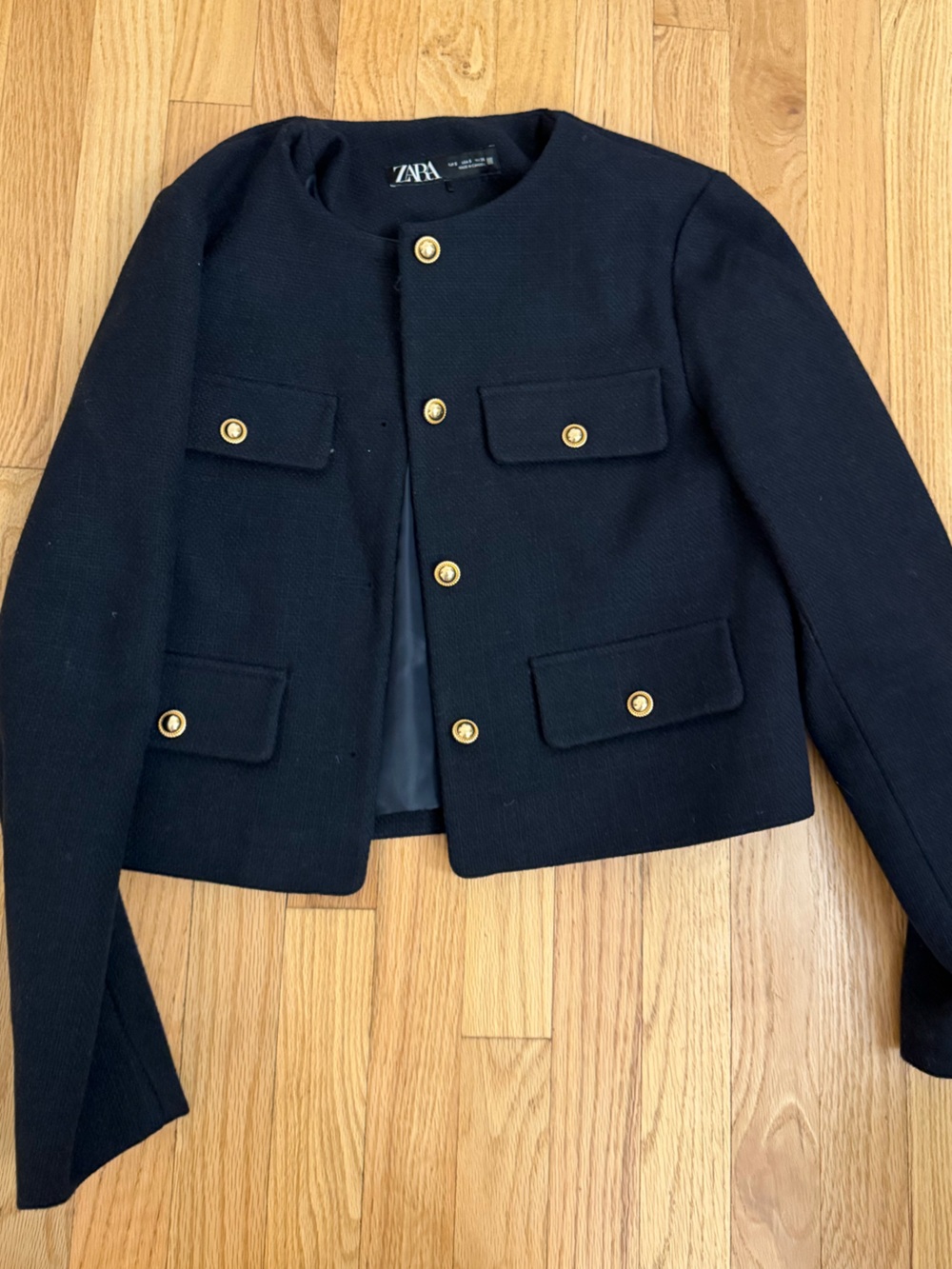 NWOT navy wool cropped Zara blazer